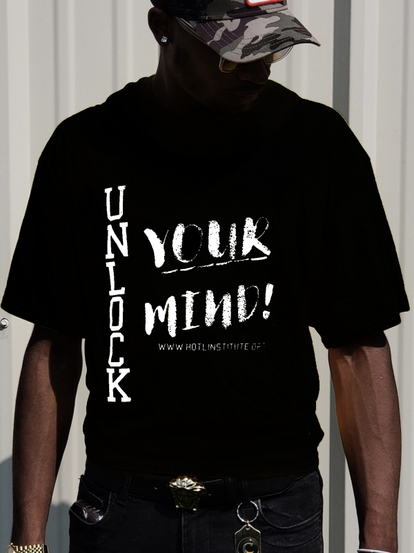 Merch-Round-Neck-Unlock-Your-Mind-T-Shirt-black