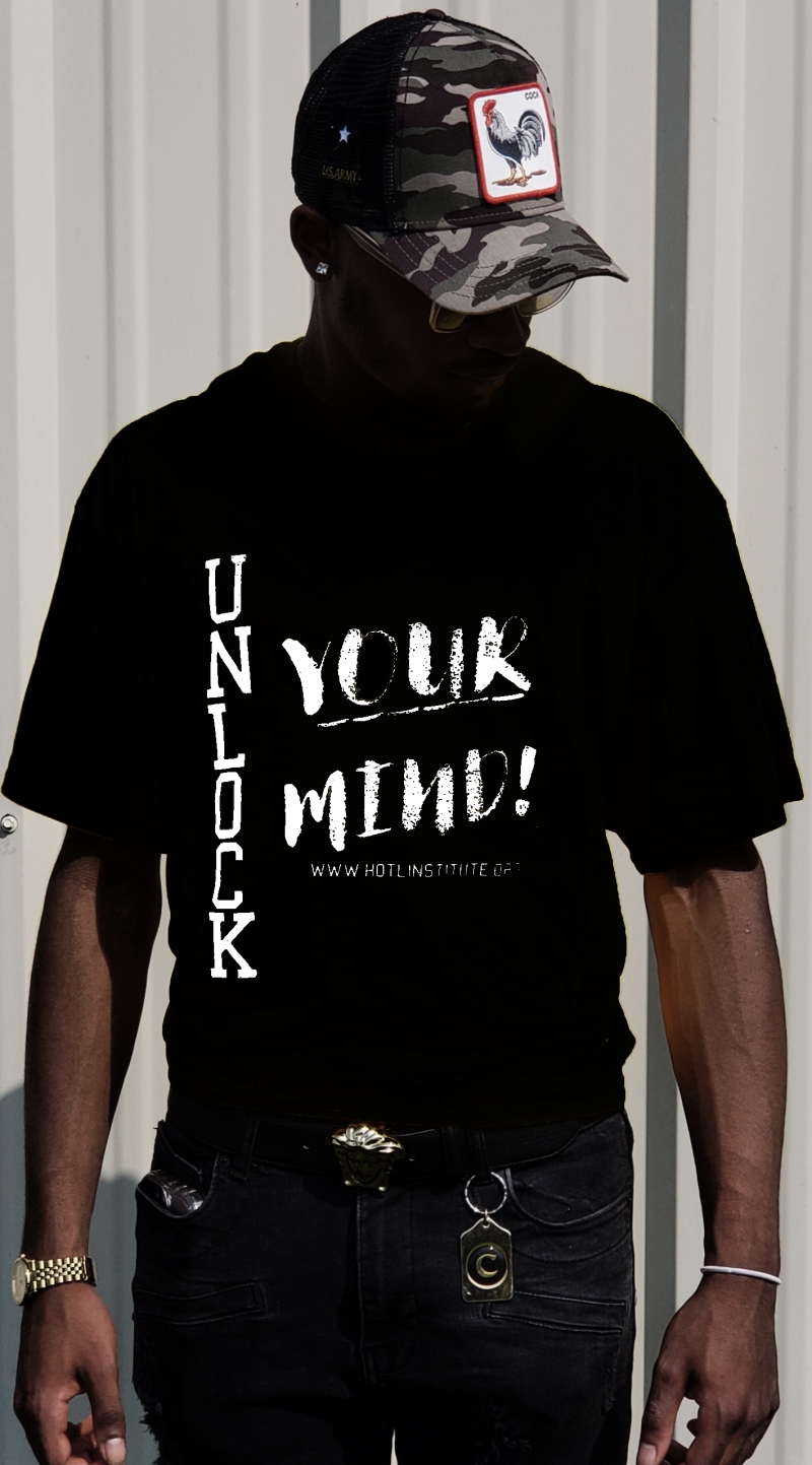 Merch-Round-Neck-Unlock-Your-Mind-T-Shirt-black