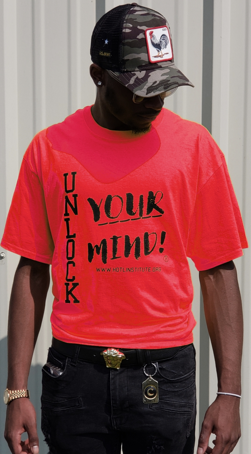 Merch-Round-Neck-Unlock-Your-Mind-T-Shirt-red